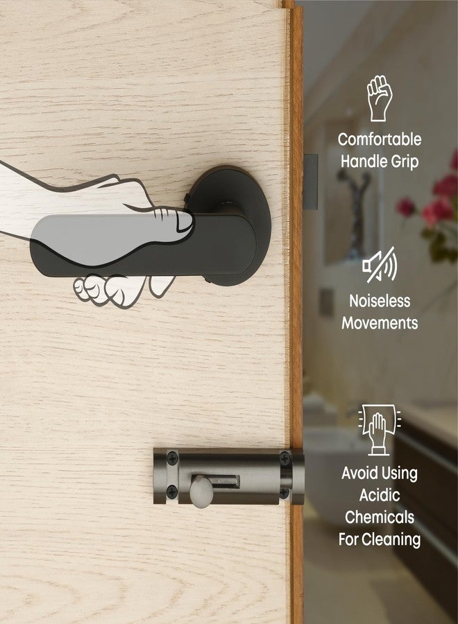 LAPO Door Lock Without Key for Bathroom, Balcony, Toilet - Home, Office, Hotel | Black Finish | 3 Years Warranty Ro-180 - Image 4